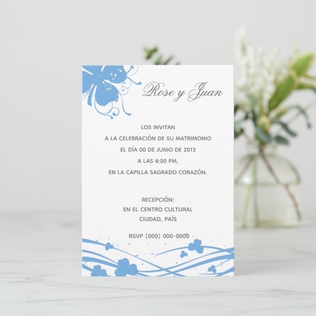 Floral-02 - Invitación de Boda (Anverso de pie)