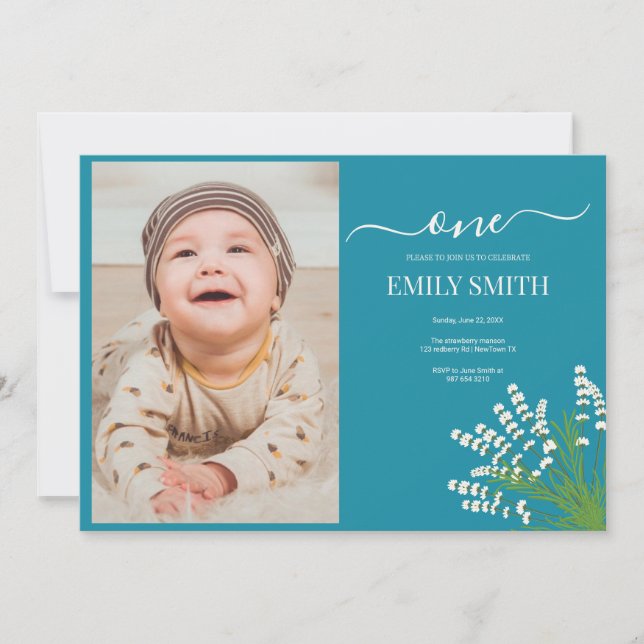 Floral 1ª tarjeta de cumpleaños (Anverso)