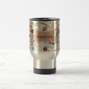 Floral 15 oz. Copa de Mugre de Acero Inoxidable