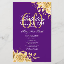 Floral 60º programa de cumpleaños Gold & Purple co