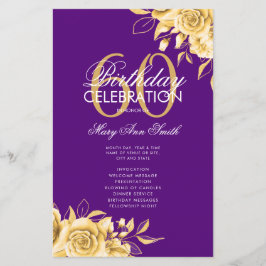 Floral 60º programa de cumpleaños Gold & Purple co