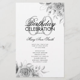 Floral 60º Programa de Cumpleaños Plata con Menú