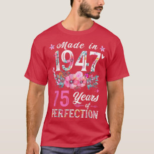 Floral 75ª camiseta de cumpleaños para mujeres, Fl
