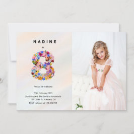 Floral 8º cumpleaños Invitación Primavera Estilo m