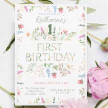 Floral acuarela Alphabet ABC Invitación de cumplea