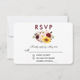 Floral acuarela Borgoña Boda RSVP