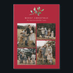 Floral acuarela de navidad 4 tarjeta magnética de<br><div class="desc">La tarjeta magnética navidad Watercolor Floral 4 Photo Magnetic Card presenta un hermoso ilustracion acuático de vegetación estacional y bayas huecas,  junto con cinco fotos.</div>