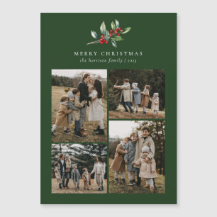 Floral acuarela de navidad 4 tarjeta magnética de 