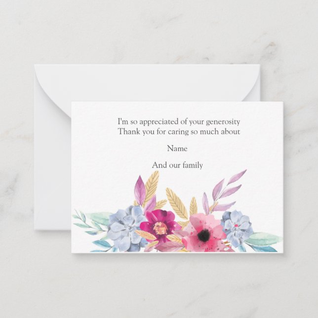 Floral acuarela después de las tarjetas de agradec (Anverso)