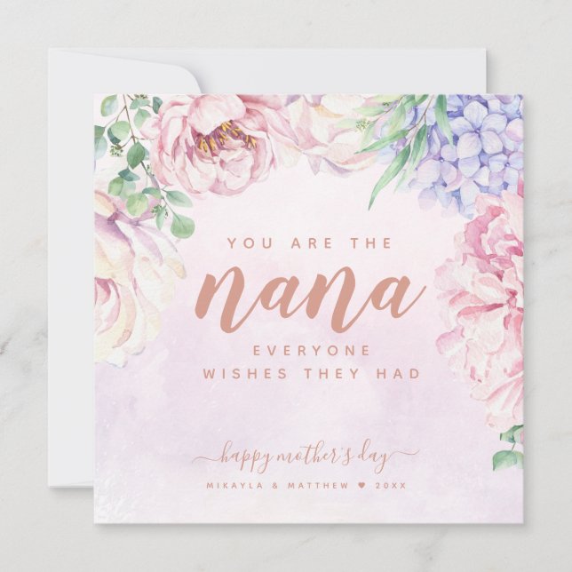 Floral acuarela Día de la madre para nana (Anverso)