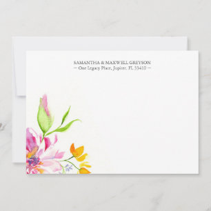 Floral acuarela Gracias Cartas de Nota