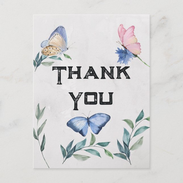 Floral acuarela Gracias Tarjeta (Anverso)