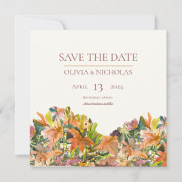 Floral acuarela Guardar la tarjeta de fecha