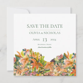 Floral acuarela Guardar la tarjeta de fecha