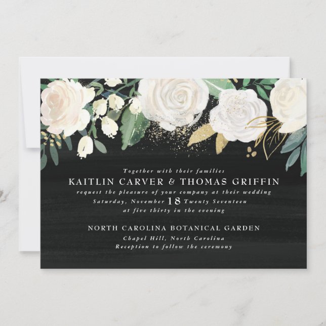 Floral acuarela + Invitación a la boda de acento d (Anverso)
