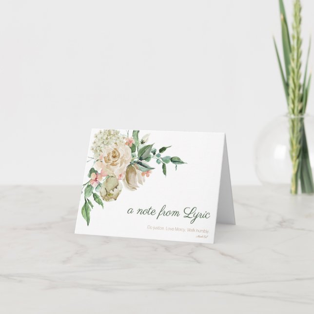 Floral acuarela Micah 6:8 Tarjeta de nota personal (Anverso)