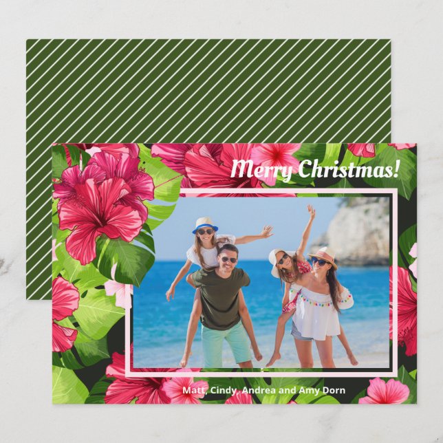 Floral acuarela, mora, foto de Navidad (Anverso / Reverso)