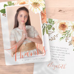 Floral acuarela Primera Comunión Gracias Tarjeta<br><div class="desc">Compuesto de escritura cursiva divertida y sans serif tipografía manuscrita; todo contra un fondo de blanco con acuarelas y follaje. Esto es diseñado por Select Fiesta Supplied Supplied,  exclusivo para Zazzle. Disponible aquí: http://www.zazzle.com/selectpartysupplies</div>