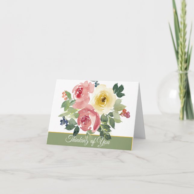 Floral acuarela rosa y amarillo personalizable (Anverso)