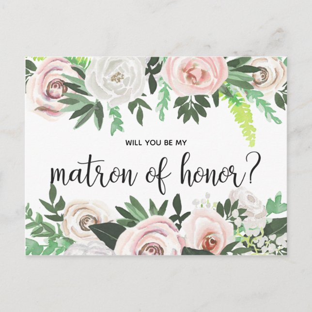 Floral acuarela será mi tarjeta de honor Matron (Anverso)