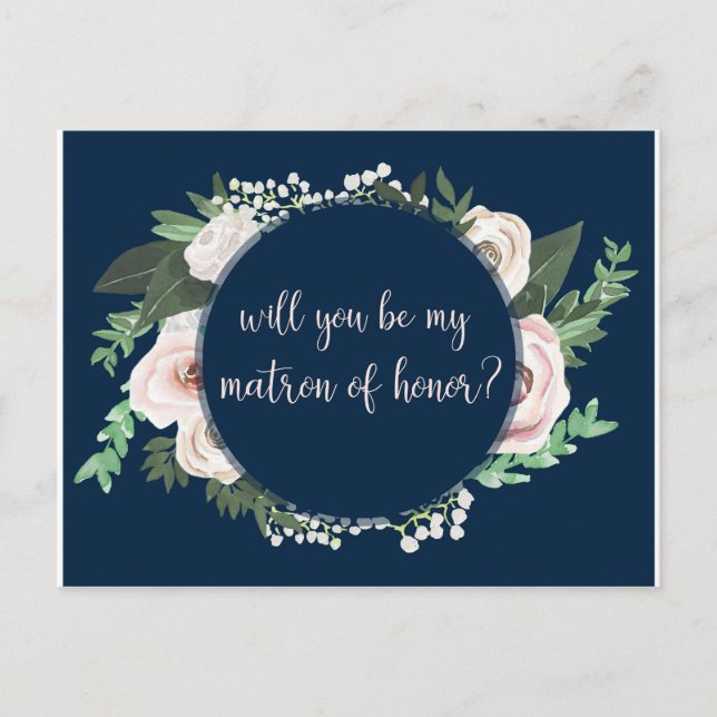 Floral acuarela será mi tarjeta de honor Matron (Anverso)