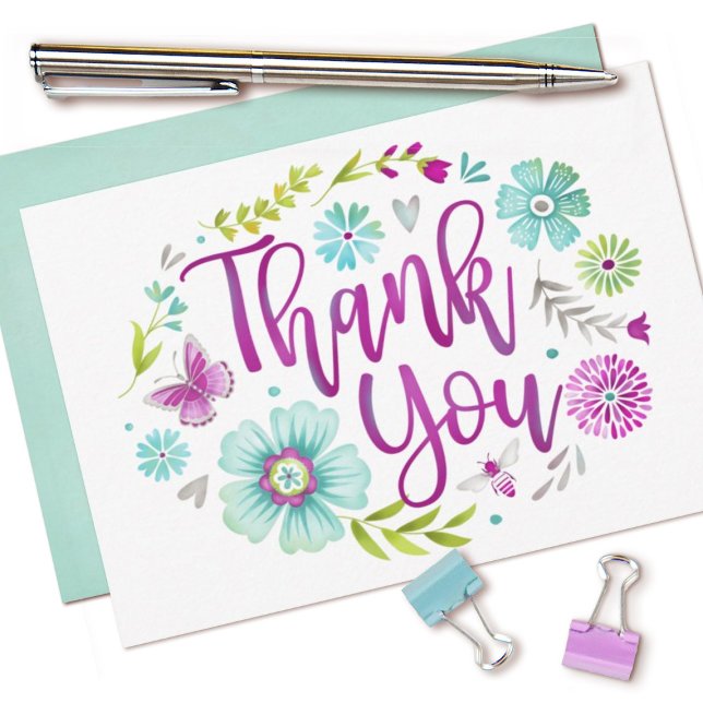 Floral acuarela Tarjeta de agradecimiento (cute watercolor floral thank you cards.)