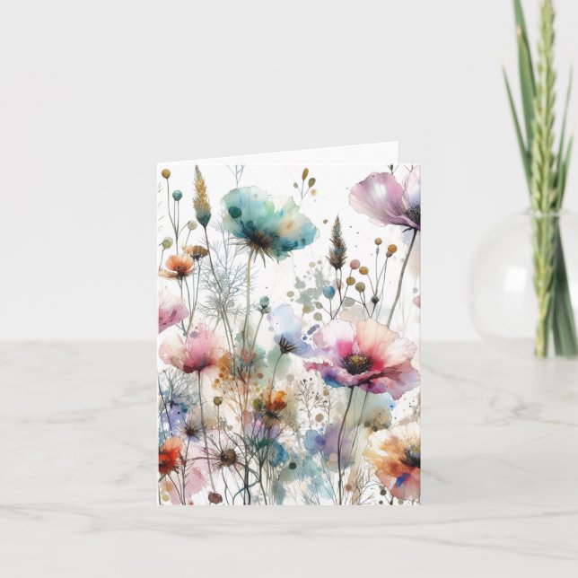 Floral Acuarela Tinta Alcohólica en Blanco (Anverso)