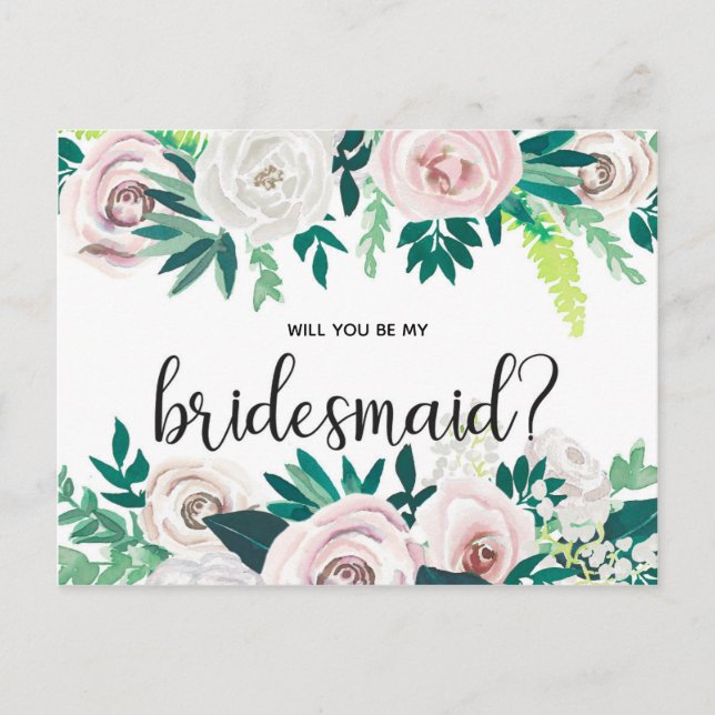 Floral acuática será mi tarjeta de dama de honor (Anverso)