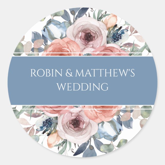 Floral alegre, Sello para sobres elegante/ Favor (Anverso)