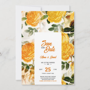 Floral Amarilla Moderna Ahorra La Invitación De La