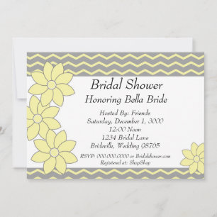 Floral amarillo y gris de la invitación nupcial de
