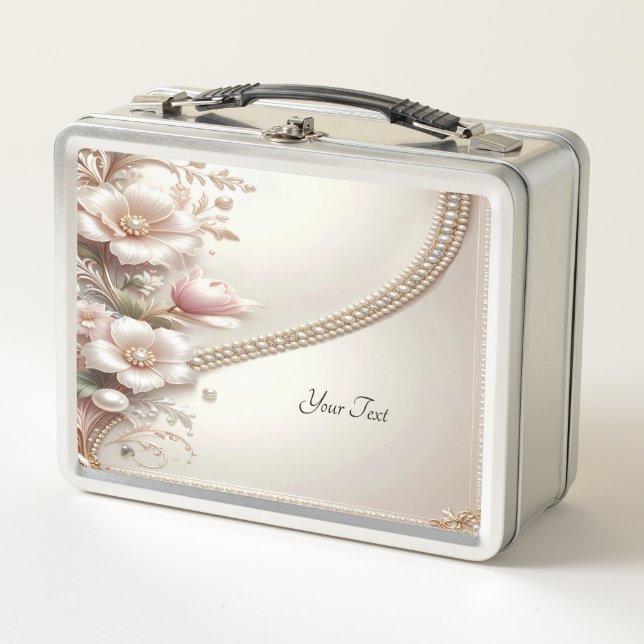 Floral and Pearl Embellishments Lunch box (Anverso)