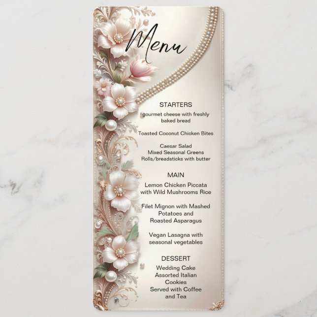 Floral and Pearl Embellishments Menu (Anverso)