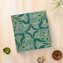 Floral Art Decó Tile. Verde, azul y oro
