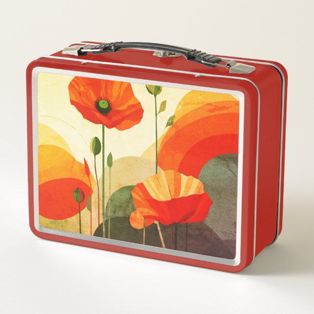 Floral Art Lunch Box – Colorful Poppy Design (Reverso)
