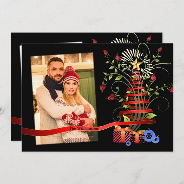 Floral Arte Moderno Fotos de árbol de Navidad (Anverso / Reverso)