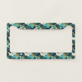Floral Asiático Verde Teal Dorado