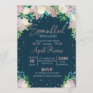 Floral asperjado con la invitación de Baby Shower