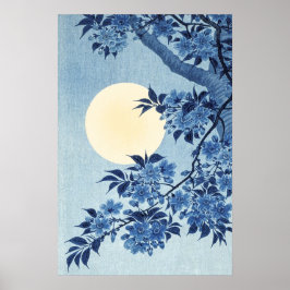 Floral azul, arte de la luna llena