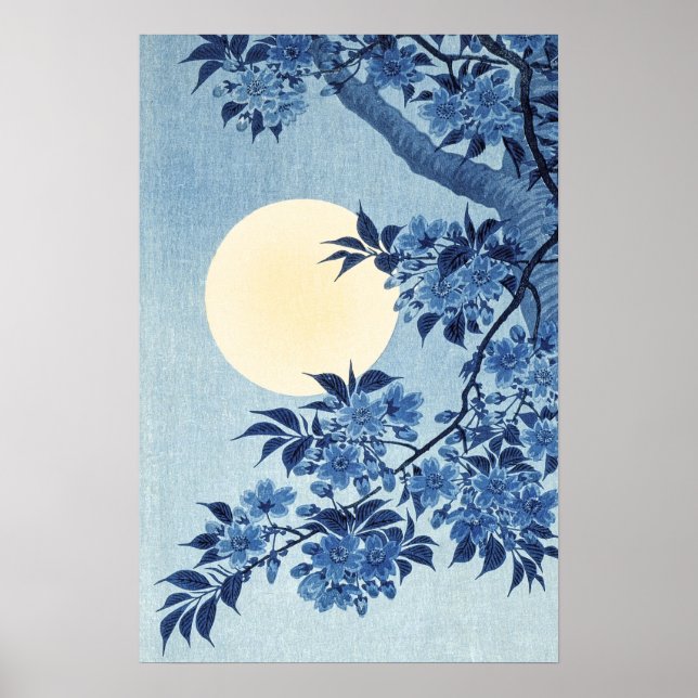 Floral azul, arte de la luna llena (Frente)