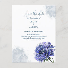 Floral azul de la marina salva la fecha tarjeta po