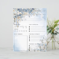 Floral azul elegante Gratitude Journal Hoja de pap