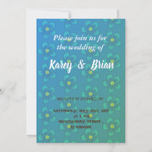 Floral azul elegante, invitación a la boda