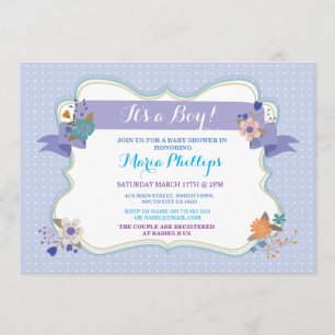 Floral azul es una invitación de Baby Shower para