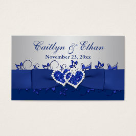 Floral azul, gris, etiqueta de favor de boda cardí