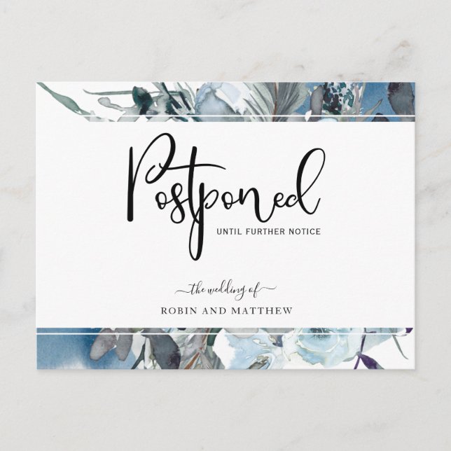 Floral azul, Invitación Boda de postposición (Anverso)
