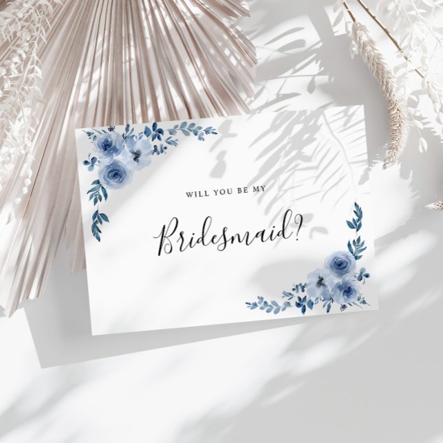 floral azul polvoriento será tarjeta de dama de ho (Subido por el creador)