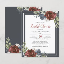 Floral azul presupuesto Moody Bridal Shower Flyer