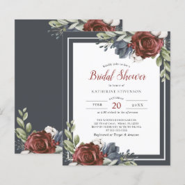 Floral azul presupuesto Moody Bridal Shower Flyer