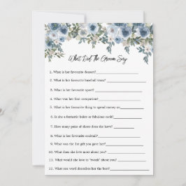 Floral azul ¿Qué dijo el novio la tarjeta de juego